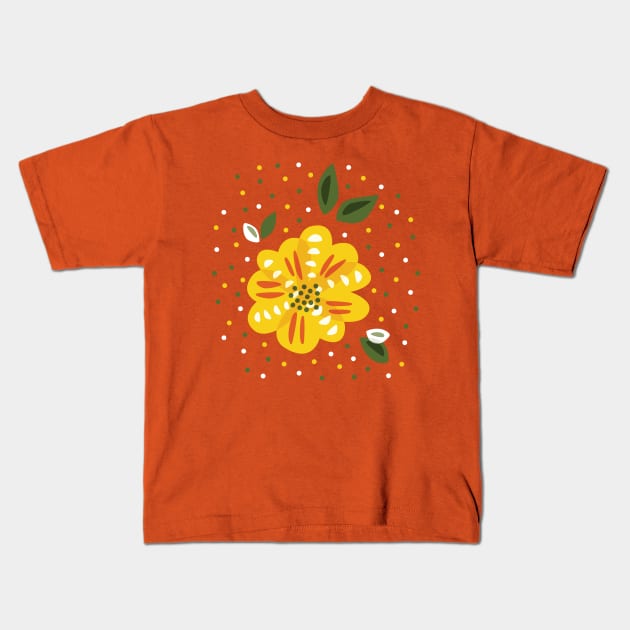 Abstract Primrose Flower Kids T-Shirt by Boriana Giormova